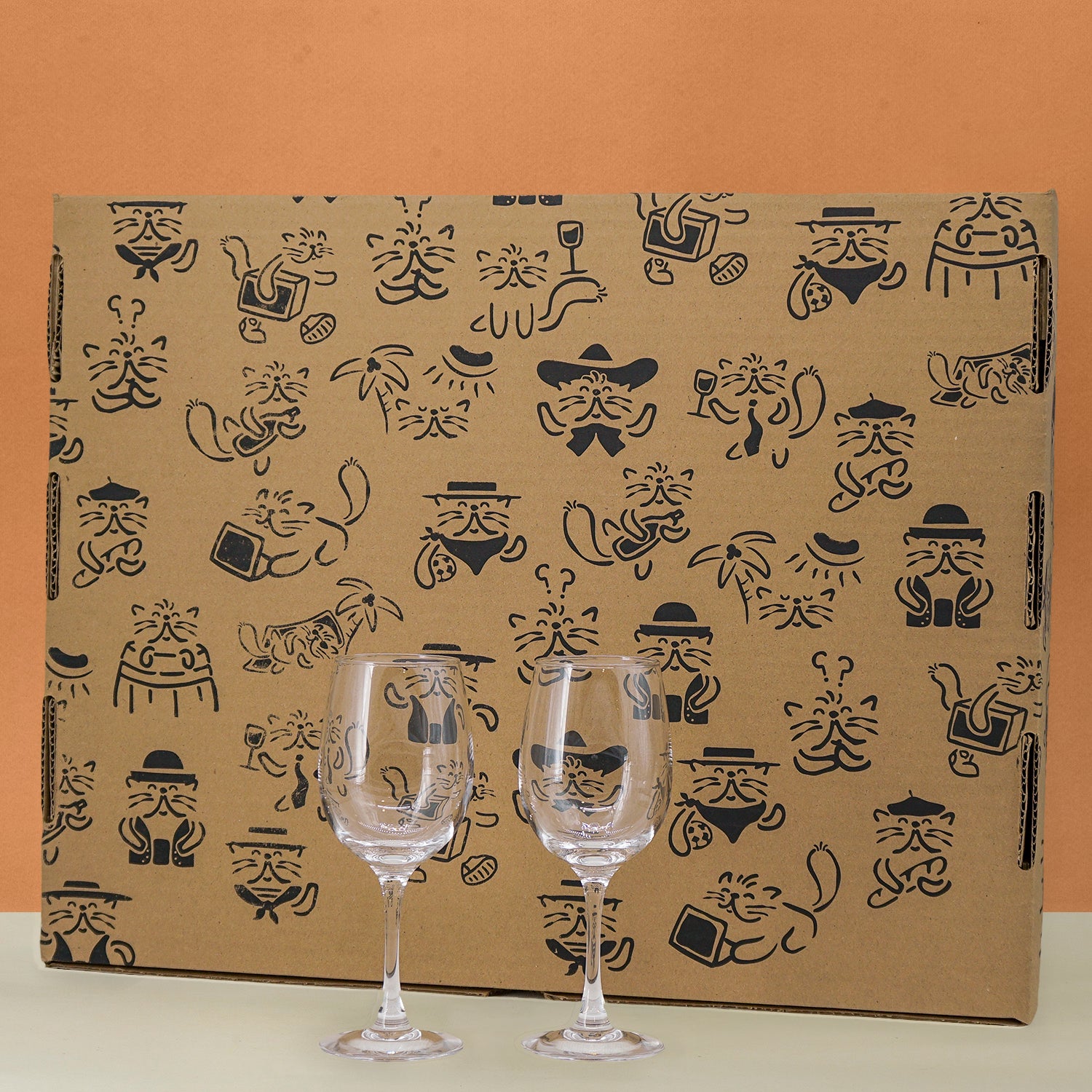 Caja de Regalo con copas - Caja, Papel de Regalo, 2 Copas